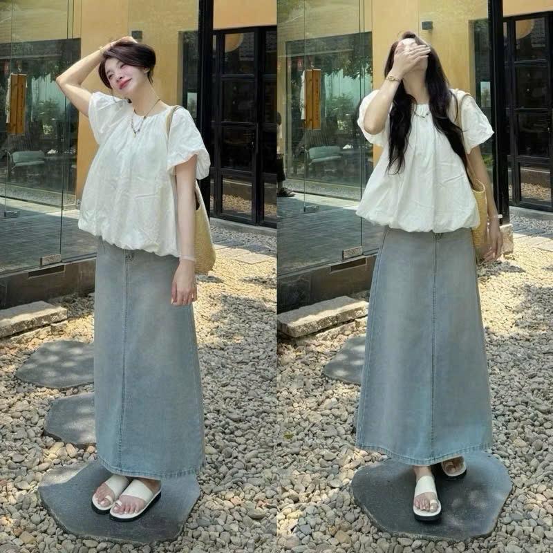 ANTAY-Chân váy Jean dài Dáng A 2 màu cực đẹpp #7934/7926/8017