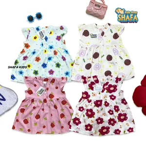 SHAFA KIDS SHOP/ DRESS BAYI PEREMPUAN NEWBORN USIA 0 - 18 BULAN BAHAN RAYON VISCOSE PREMIUM MOTIF BUNGAN PITA BUAH BUAHAN DONAT KANCING AKTIF KODE 10-13