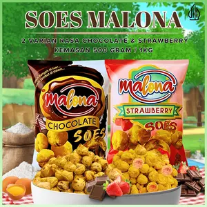 COD Halal Soes Coklat Cokelat/strawberry / mix rasa/halal Kue Sus Kering Isi soes coklat lumer 1 kg （Cemilan keluarga, cocok untuk dewasa dan anak-anak） Chocolate Food Makanan Snack Manis soes cokelat 1 kue soes coklat Toples Biskuit