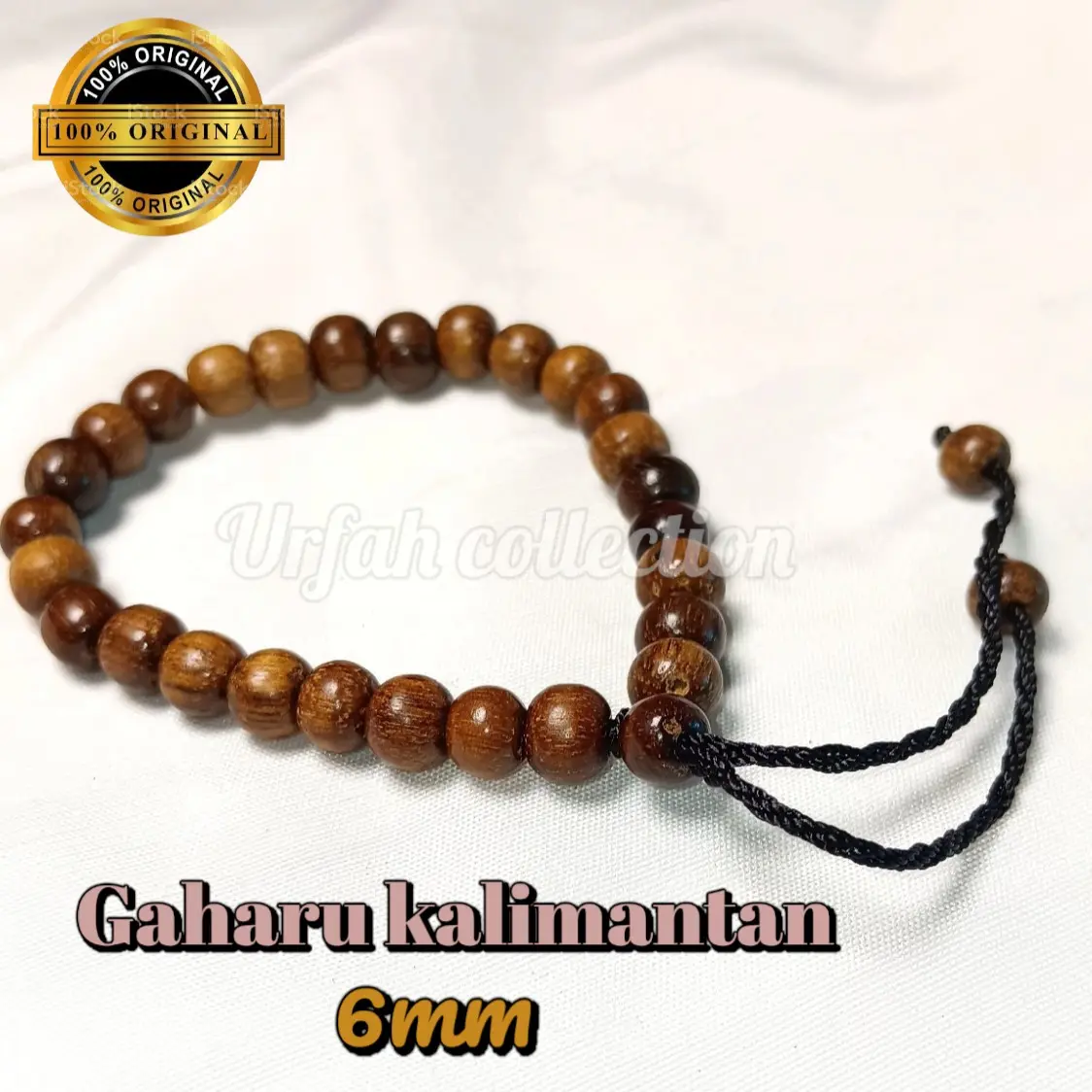 Gelang Kayu Gaharu Kalimantan Asli Model Bulat 6mm Bracelets harian tangan