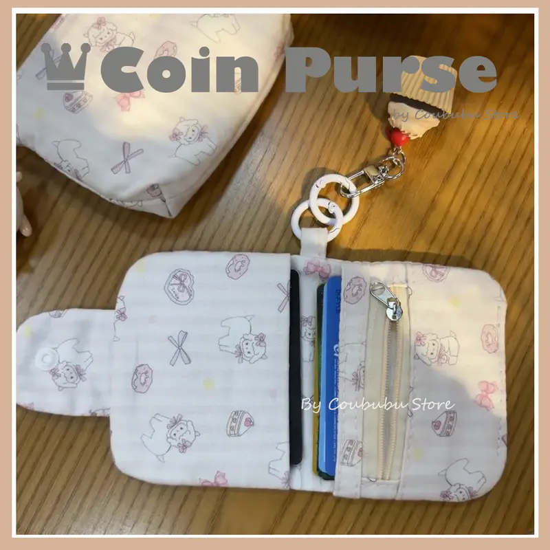 Ví Đựng Tiền Xu Và Thẻ, Coububu, Phong Cách Ins Nhật Bản, Dễ Thương Và Dễ Thương, Dành Cho Bé Gái, Thiết Kế Hoa Vải Bố, Túi Xách Có Khóa Kéo, Ví Đựng Thẻ, ví đựng tiền Xu Cầm Tay 2