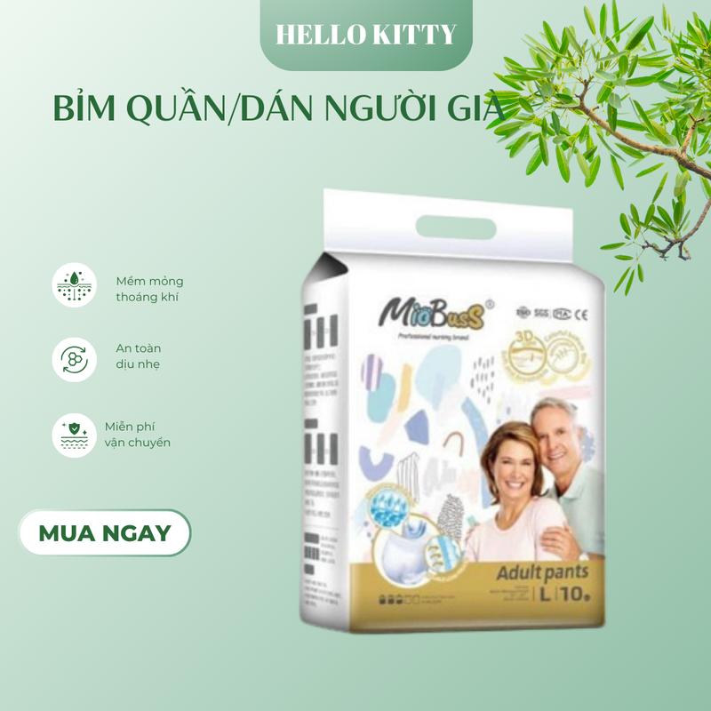  Combo 90 100 miếng bỉm tã quần dán người già Miobuss cho ông bà 30-80kg thấm hút tốt 