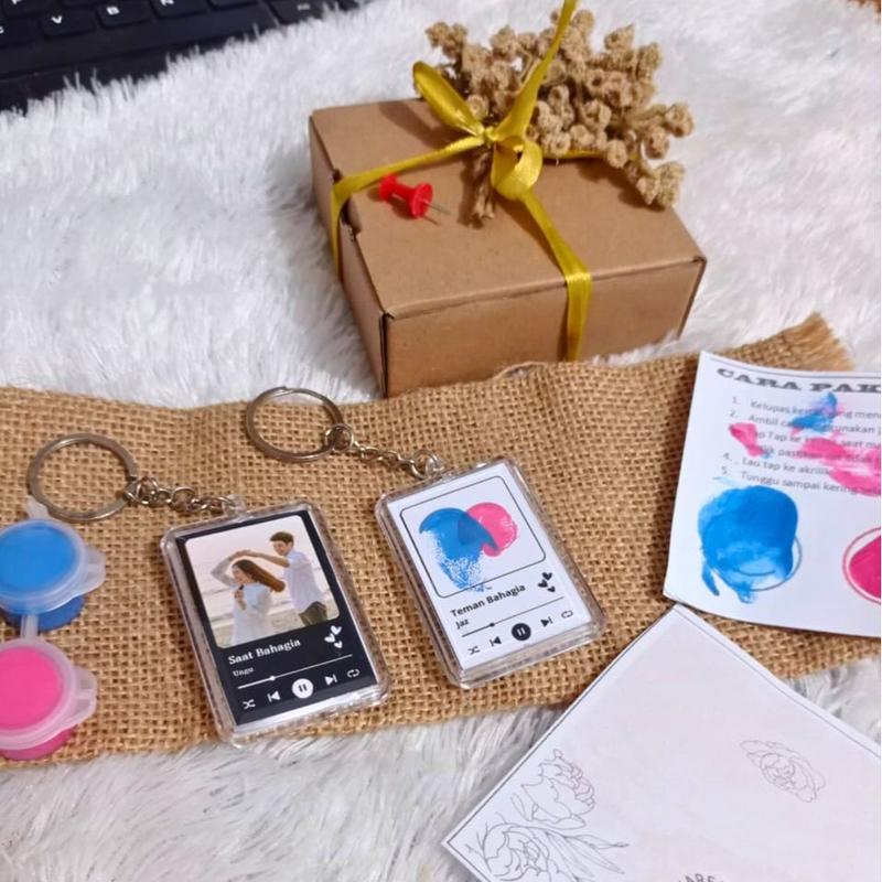 (Cat Biru x Ping) KEYCHAIN SIDIK JARI GANTUNGAN KUNCI SPOTIFY SIDIK JARI 3