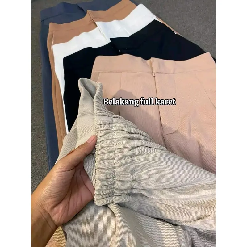 COZIE Pants Rib Knit Premium Highwaist Cullote Loose Pants Petite Friendly Celana Panjang Wanita Anti Kusut Kulot 3