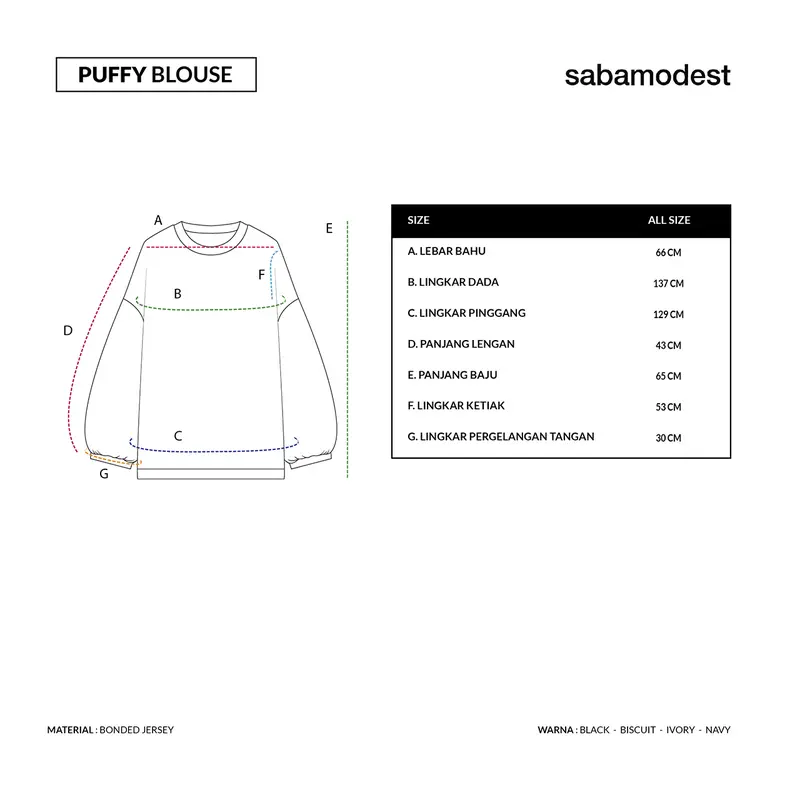 Sabamodest - Puffy Blouse - Atasan Puffy Blouse Sweater Wanita 7