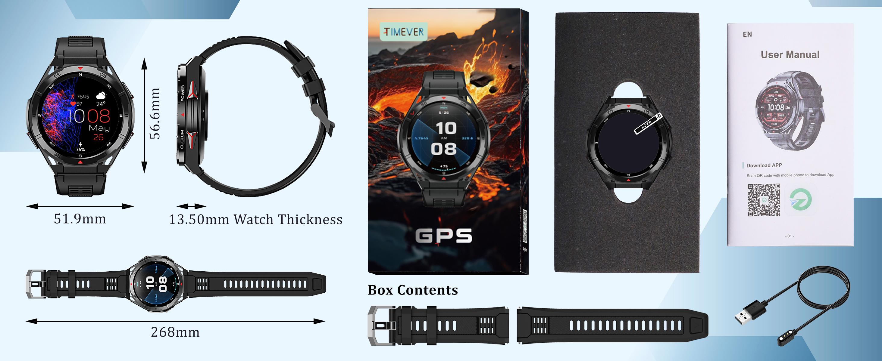 TIMEVER TR2 | 5ATM GPS Track Map | AOD jam tangan pintar | Pressure/Altitude/Compass Military Smartwatch smart watch Strava TIMEVER TR2 | 5ATM GPS Track Map | AOD jam tangan pintar | Pressure/Altitude/Compass Military Smartwatch smart watch Strava