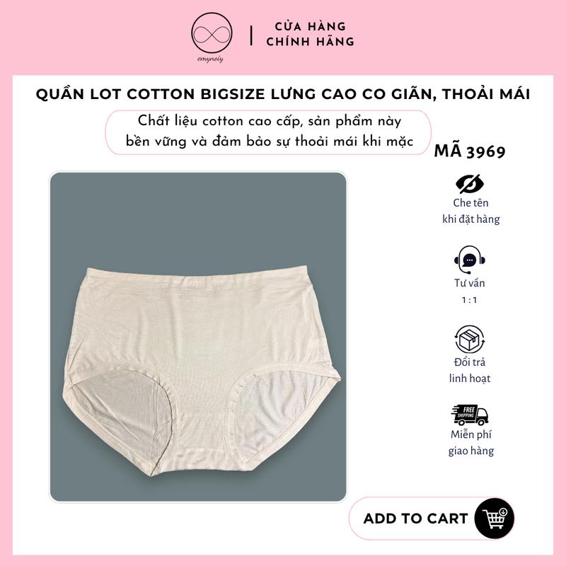 [Mã 3969]  Quần lót nữ bigsize (80–120kg), cotton co giãn, lưng cao, ôm bụng, thấm hút thoáng mát, mặc siêu thoải mái
