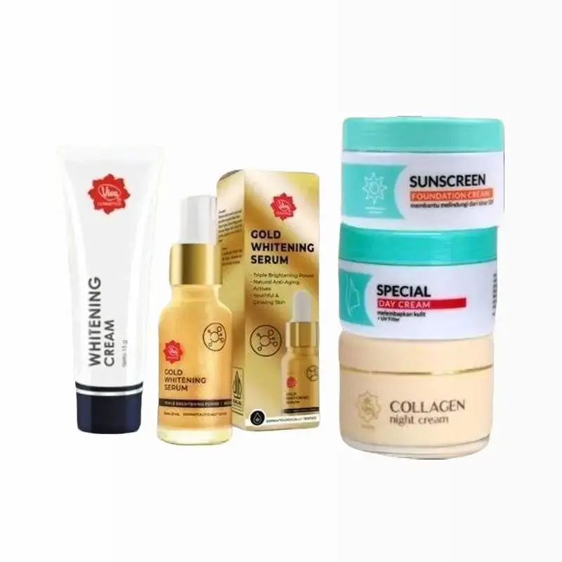 Paket 5IN1 Skincare Viva Glowing Anti Aging Flek Mengangkat Sel Kulit Mati 5 Produk - Soap, Mencerahkan Membersihkan Perawatan Facial Hyaluronic Acid