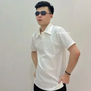 Kaos Polo Shirt Pria Kerah Knit / Kaos Polo Knit Tebal Pria / Kaos Polo Basic Seragaman Polos Lengan Pendek