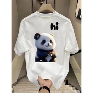 純綿トレンドブランドプリント半袖Tシャツ メンズ 夏の新しい ゆったりサイズ 多目的カジュアルトップス