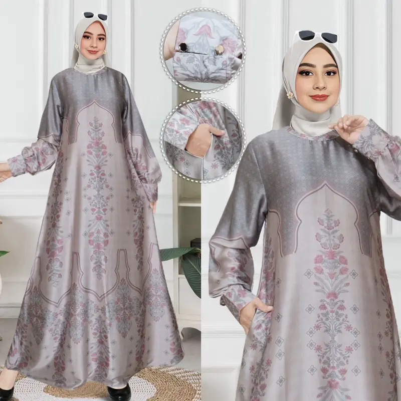 SAVANA DRESS |GAMIS LEBARAN ARMANY SILK |GAMIS SUTRA SILK|GAMIS SILK PREMIUM Muslim Panjang Kancing Kantong Lembut Wanita Pesta Mewah
