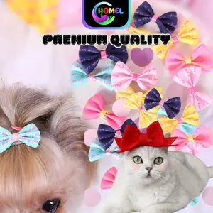 Jepitan Rambut Bentuk Pita untuk Anjing / Kucing - Jepit Rambut Bentuk Pita Motif Kartun Bunga