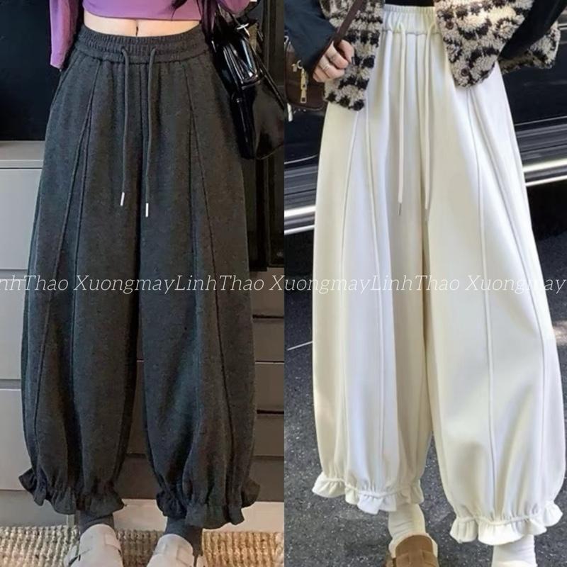   Len QC  Quần thụng bom gấu bèo chất len ép sin sò mặc hách dáng dài 90cm 