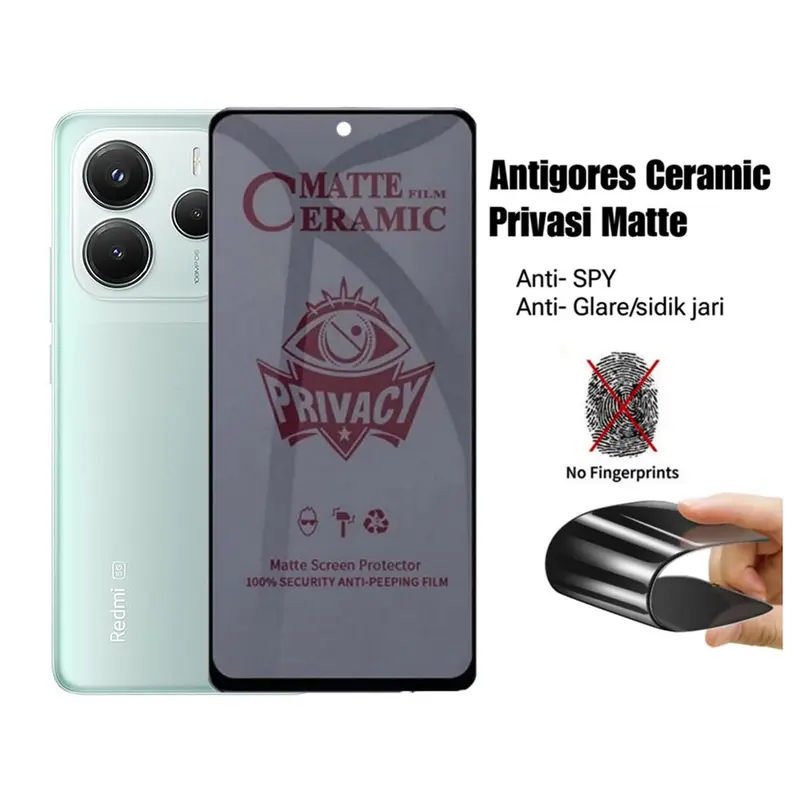 Tempered Glass Ceramic Privasi Anti SPY / Ceramic Matte Anti Glare/ Ceramic Blue Anti Radiasi For Redmi Note 14 4G / Redmi Note 14 5G 1