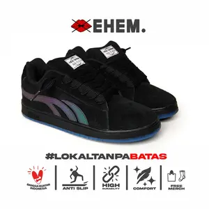 Ehem - Sepatu Sneakers Unisex Pria Wanita Nankatsu Black Rainbow Shoes Casual