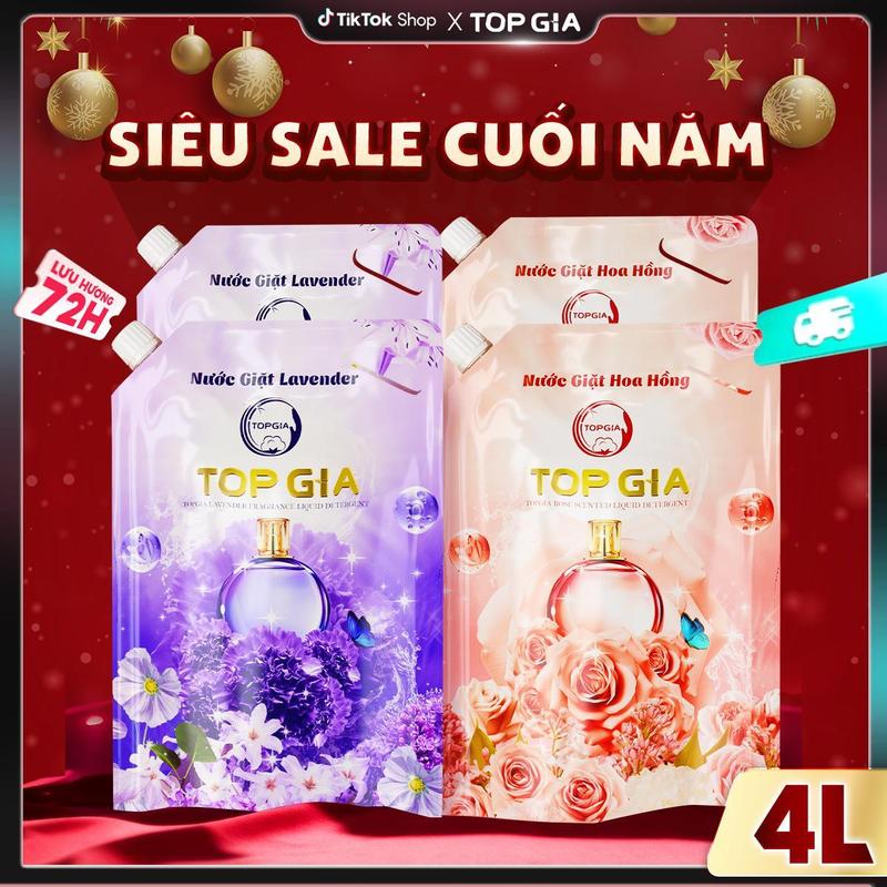   MUA 1L TẶNG 3L   Combo 4 Lít 4 Túi Nước Giặt & Xả Vải TopGia Hương Hoa Oải Hương & Hoa Hồng – Giặt sạch quần áo kháng khuẩn làm mềm vải và lưu hương bền lâu  1L  – Nước giặt Hồng  SẢN XUẤT TẠI VIỆT NAM  