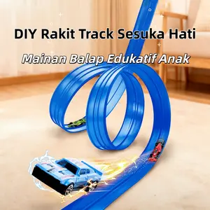 Mainan Mobil Balap Anak DIY Track Fleksibel – Mobil Alloy Inersia Tanpa Baterai | Edukatif & Kreatif