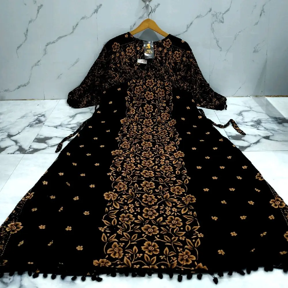 gamis pompom warna terbaru bahan rayon tuwil by munzidah