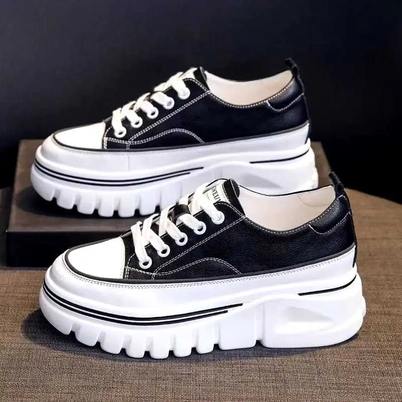 Sepatu Wanita Canvas Bertali Fashion Import Korea Sepatu Sneakers Wanita Hak Tinggi Sepatu Sekolah