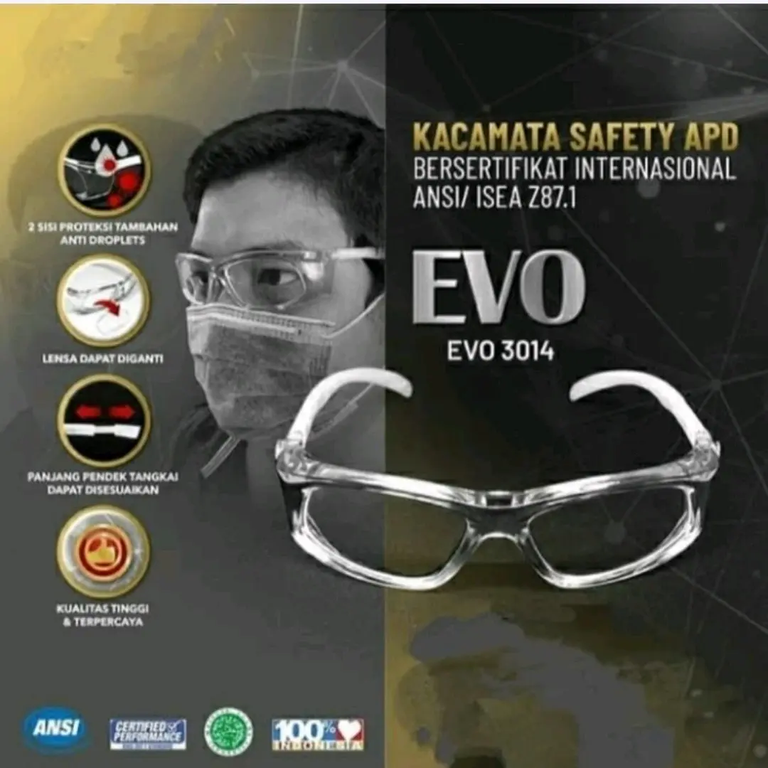 Kacamata safety Apd anti virus/anti debu lensa normal