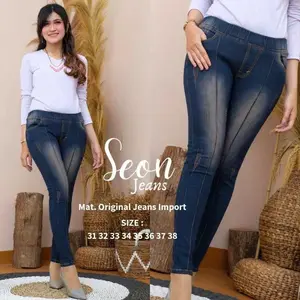 ACC JEANS. LEGGING SEON PINGGANG KARET VARIASI SOBEK LASER (TIDAK TEMBUS)