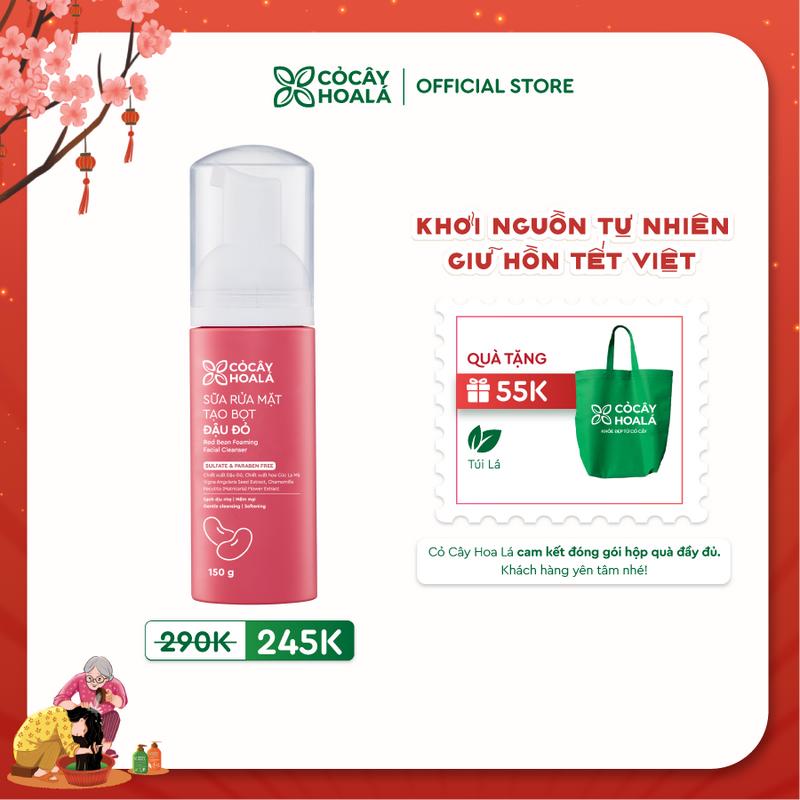 Sữa Rửa Mặt Tạo Bọt Đậu Đỏ Cỏ Cây Hoa Lá 150g Sữa Rửa Mặt Làm Sạch Dịu Nhẹ Giúp Da Sáng Mịn Skincare