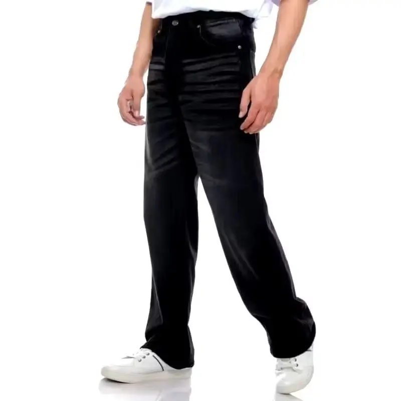 Celana Jeans Wide Leg Wisker Lebar Gombrong Skena Black Wisker pria loose fit jumbo big keren Bahan Denim Unisex Panjang Hitam Straight Denim 13 OZ Non Skinny - Oversize 1