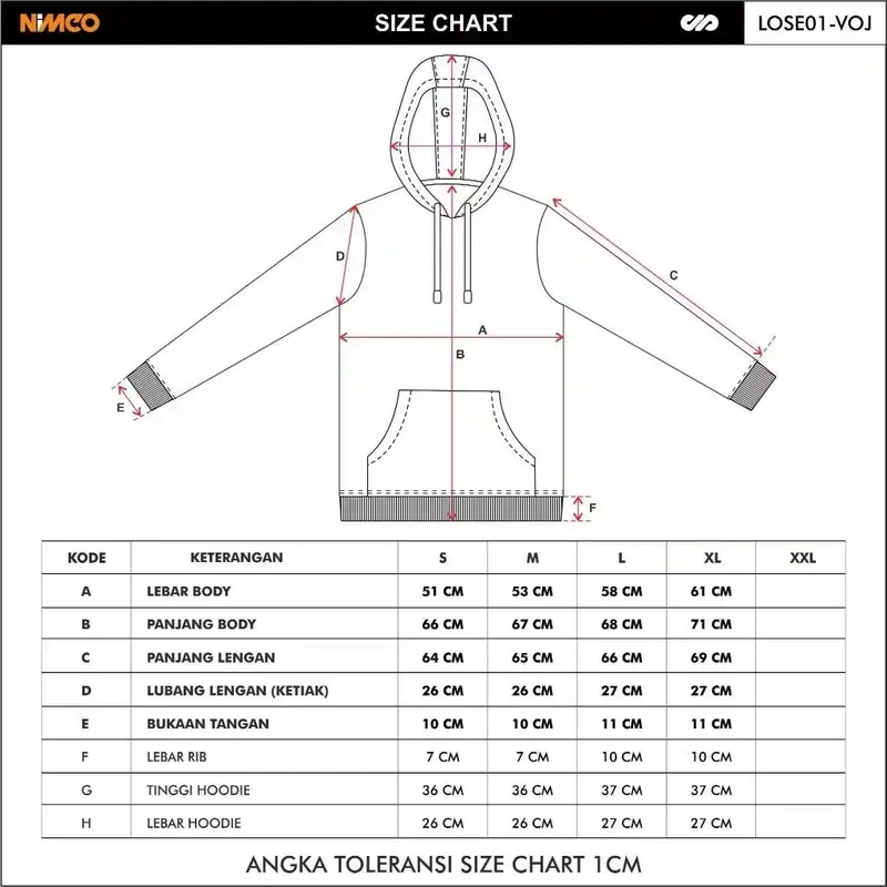 Hoodie Nimco Hitam HD007 Pria Wanita Sweater Unisex 4