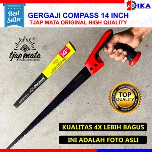 Gergaji Kompas 14 Inch - Gergaji Kayu Lancip Serbaguna Kopi Cengkeh Gorok Gergaji Kayu 14 inch -Gergaji Runcing / Lancip  Multifungsi PVC Gipsum Hand Compass Saw Teflon 350mm Tjap Mata Gergaji Teflon 14" Gergaji Teflon 14" Hand Compass 350mm Gergaji Runci
