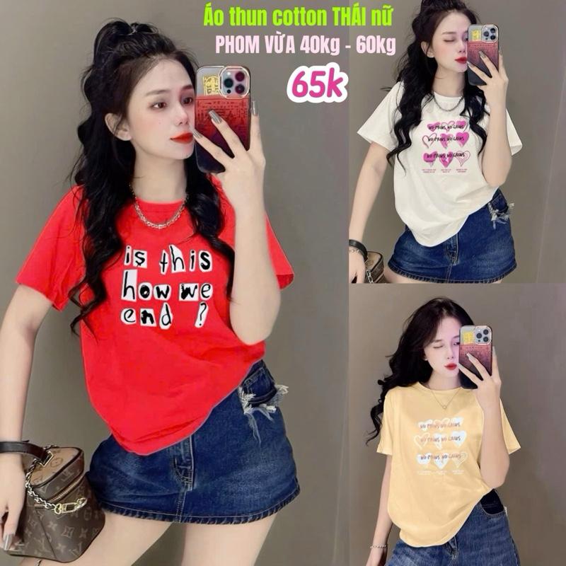 Áo thun Thái nữ dáng vừa phối hình chữ đủ mẫu M47