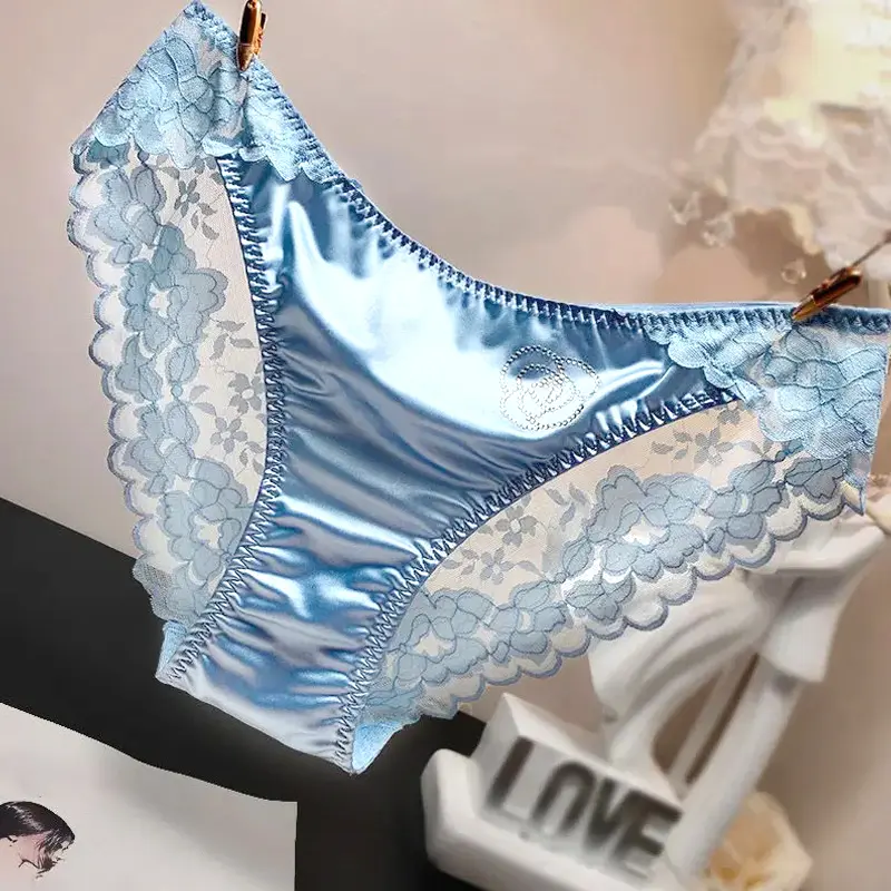 1PC Women's Panties Lace Silk Satin Underwear Sexy Lingerie Soft Comfortable Female Briefs Sweet Cozy Underpants