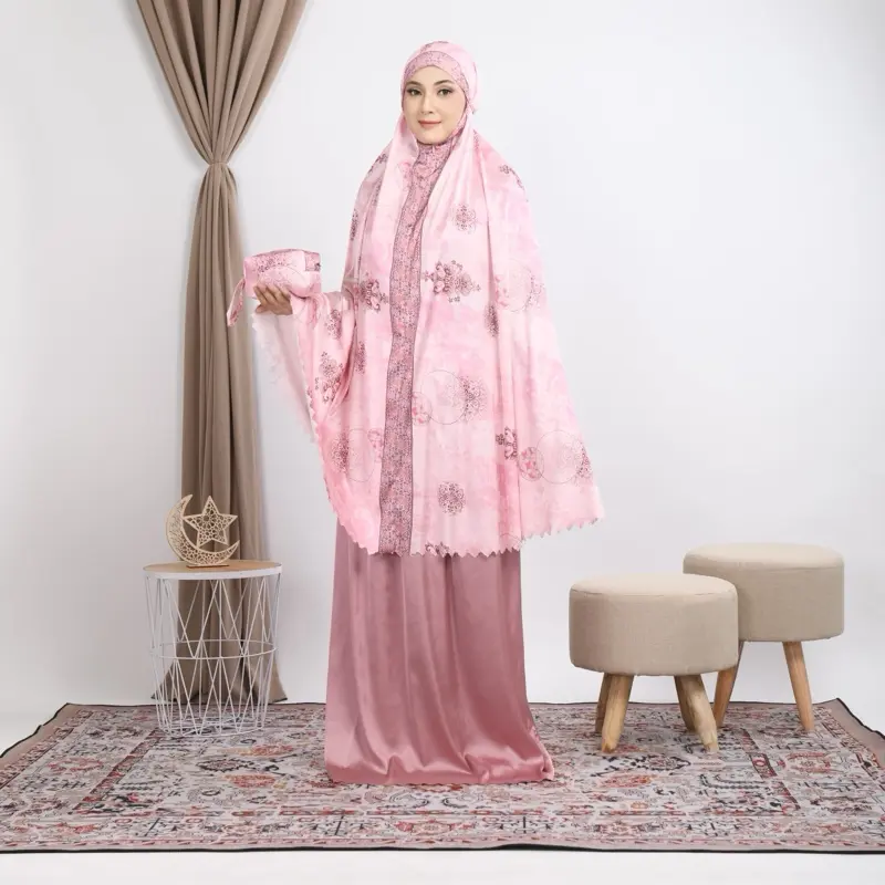 Mukena aramny silk Alya Cicimukena 2 in 1 Travel dewasa  armany Printing premium laser cutting zipper  Motif