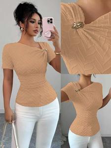 Blusa elegante de mujer con botones delanteros, corte entallado con cuello, estilo casual y a la moda, perfecta para el día a día