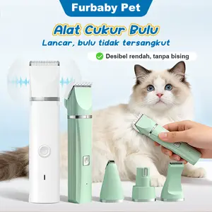 4 in 1 Pet Clipper Alat Cukur Bulu Kucing  Anjing Cukur Bulu Kucing Elektrik Grooming Hewan sisir kutuk