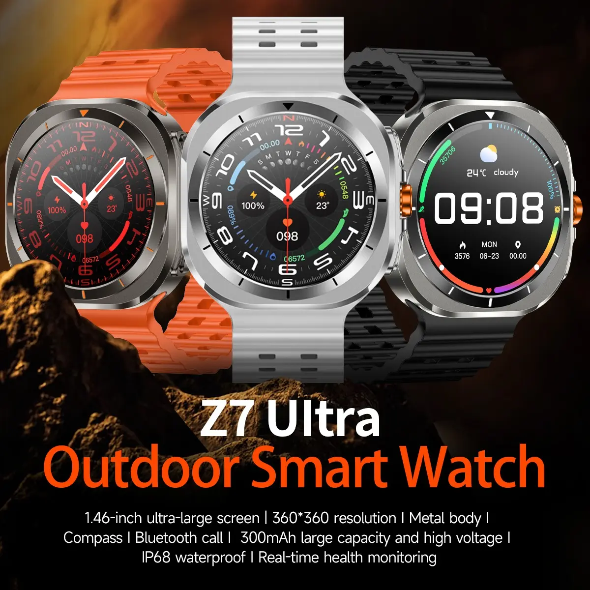 Z7 Ultra Outdoor Smartwatch - Siap untuk Petualangan|Ultra-large screen|Metal body|Compass|IP68 Waterproof