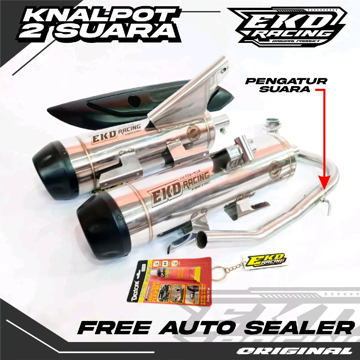 KNALPOT STANDAR RACING 2 SUARA ORIGINAL EKD RACING ANTI TILANG ALL MATIC