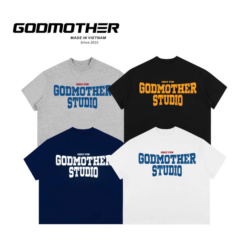 Áo Thun Form Boxy GODMOTHER STUDIO Áo In Chữ Áo Thun Nhiều Unisex Phong Đường Phố Menswear