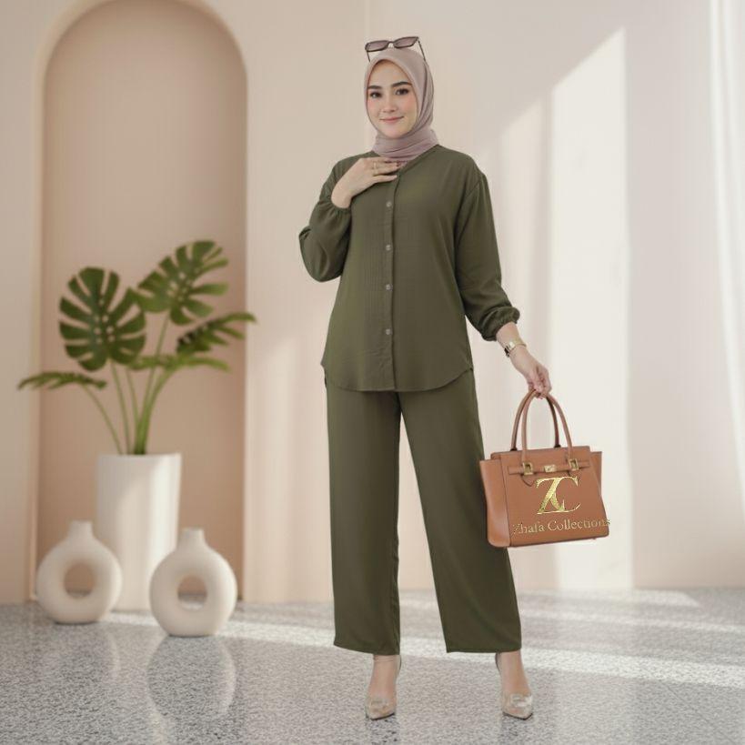 PROMO LIVE 3 SETELAN WANITA ONESET KEKINIAN CRINCLE ATASAN DAN BAWAHAN PANJANG PILIH WARNA UKURAN