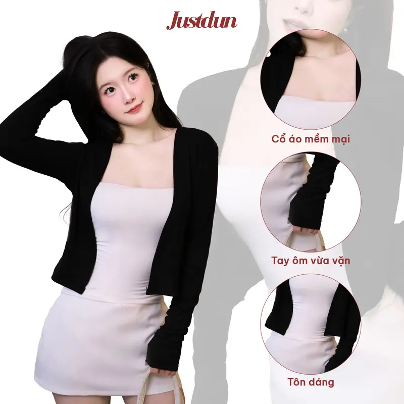 JUSTDUN Áo Khoác Thun Basic 201 Nữ - Áo Choàng Dáng Vừa, Vải Cotton Mịn, Mềm Mại, Thoáng Mát, Co Giãn Êm Ái | BigBuy360 - bigbuy360.vn