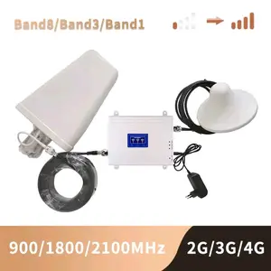 Repeater Sinyal HP dan Modem WiFi 2G 3G 4G 5G dengan Antena Outdoor direct 12-15dbi dan  Antena Indoor Jamur 900/1800/2100MHz satu set