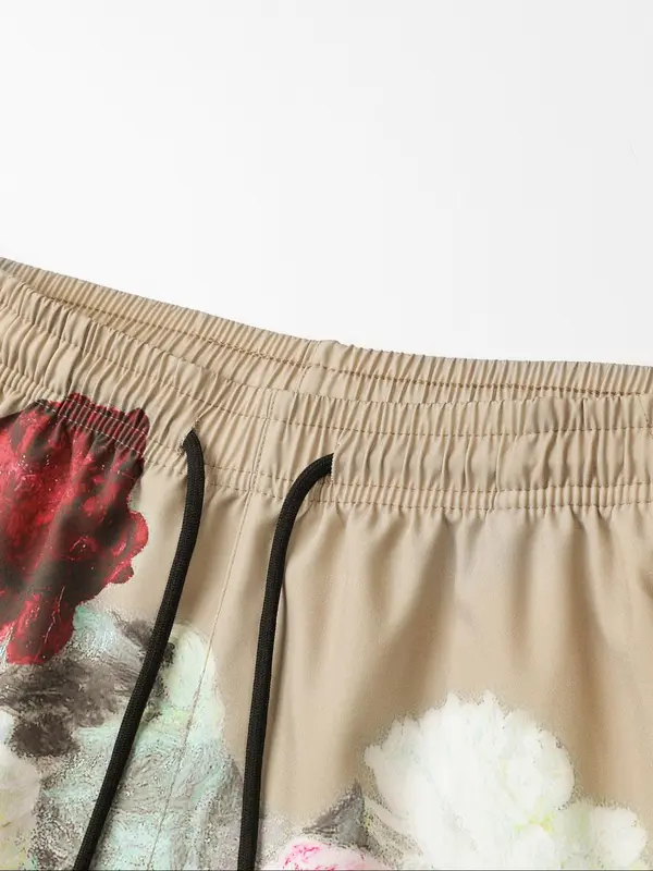 Men's Floral Print Drawstring Waist Shorts, Regular Fit Casual Comfy Breathable Summer Shorts, Men's Bottoms for Daily Wear 3