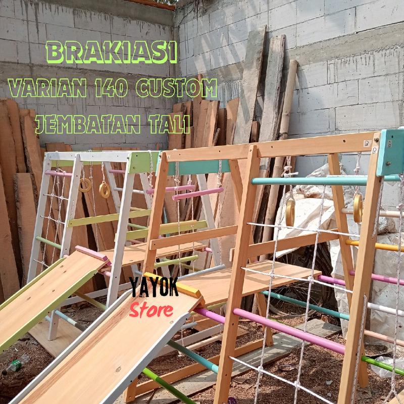 Brakiasi Tipe 1.4 Meter papan duduk // warna pelangi / natural - full colour / Playground anak kayu/ Montessori school Mainan 5