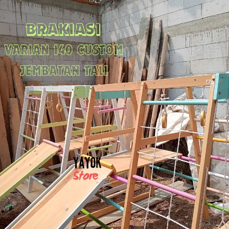 Brakiasi Tipe 1.4 Meter papan duduk // warna pelangi / natural - full colour / Playground anak kayu/ Montessori school Mainan 4