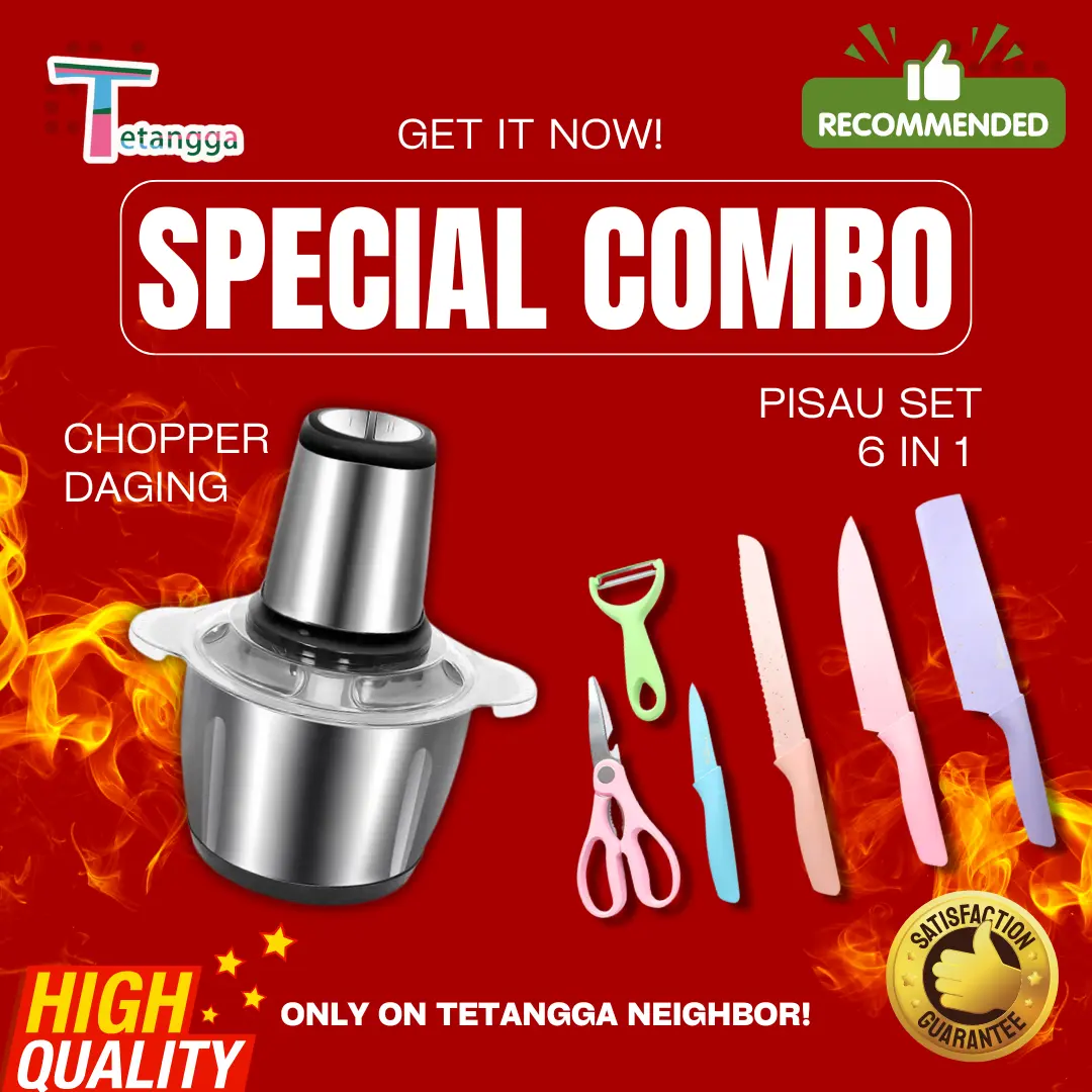 Paket Combo 2 in 1 Penggiling Daging Baja Tahan Karat+Pisau Makaron