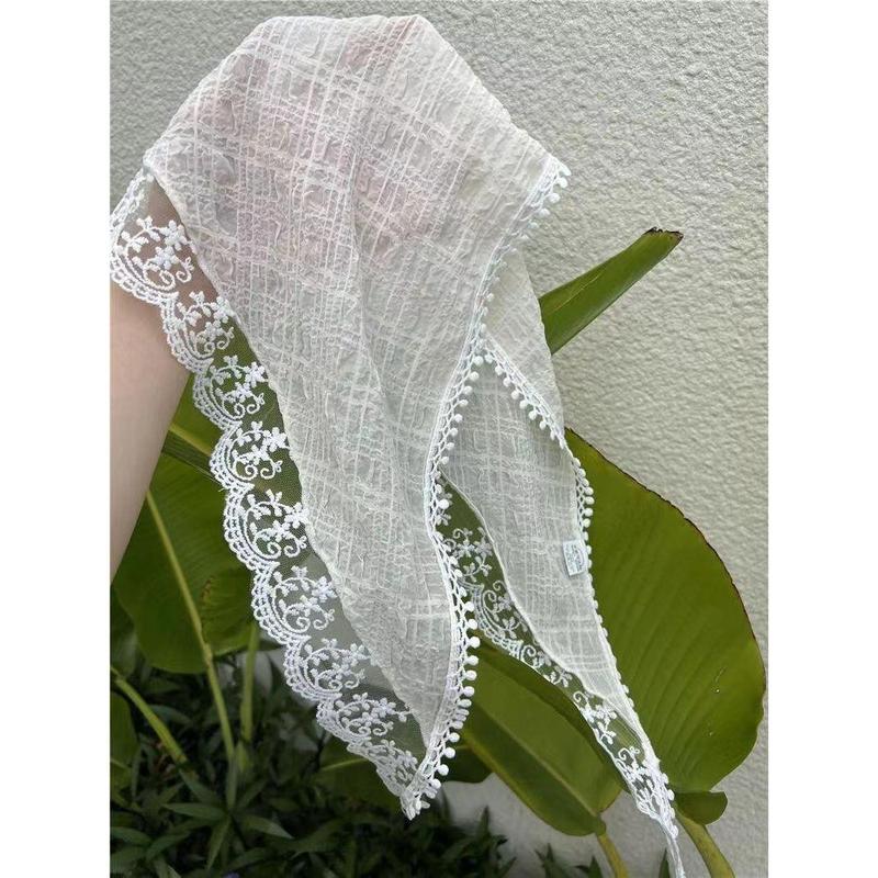 Product Introduction of Khăn Quàng cổ Quàng Cổ Ren, Phong Cách Ins Hàn Quốc, Dành Cho Nữ, Thiết Kế Cổ Điển Dây Đeo Tam Giác, Túi Tóc, Mũ Khăn Trùm Đầu, Thích Hợp Cho Du Lịch Và Chụp Ảnh, Băng Đô, Phụ Kiện Khăn Xếp 6