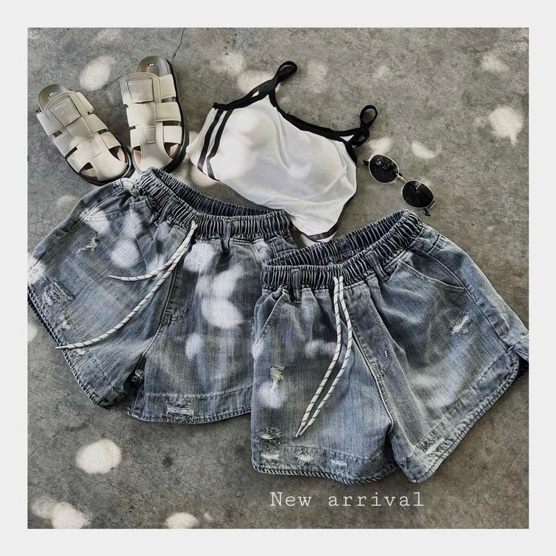 |[ Đ308]| - Quần Jean Đùi nữ [Đùi Rách Lai dây Trắng ],Không Co Giãn, chất jean mềm , tôn dáng Women