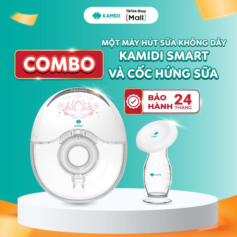 Combo Máy hút sữa không dây Kamidi smart và cốc hứng sữa tiện lợi khi mẹ hút sữa 1 bên máyhútsữa Kamidi