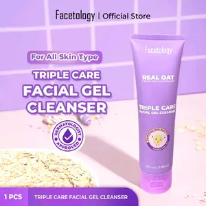 FACETOLOGY Triple care gel facial cleanser REAL OAT 100ML sabun cuci wajah cocok semua jenis kulit Membersihkan Perawatan Muka