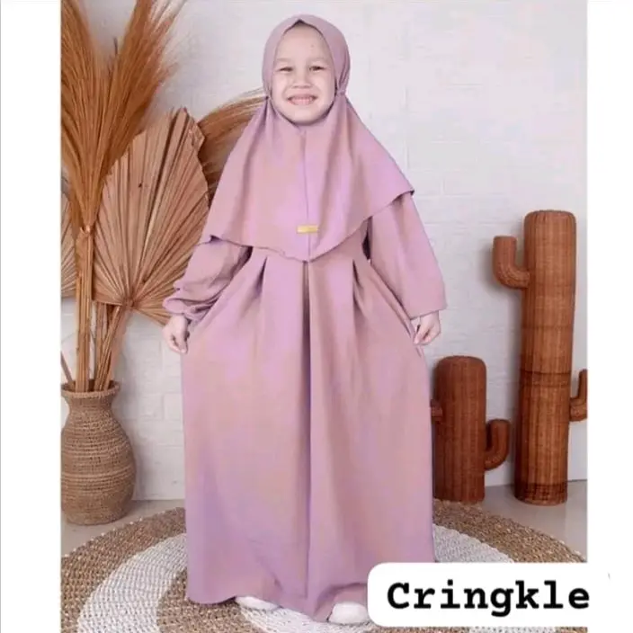 Nada Gamis Anak Set Kerudung Lengan karet/ Fashion Anak Terbaru untuk 2-10 tahun / Baju Lebaran Anak 2024 /bisa COD 2