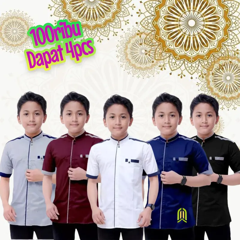 ANNAJA Kemeja Koko Anak Laki-laki Lengan Pendek Usia 9-17 Tahun | Koko Anak SD-SMP Muslim Lebaran Nyaman 0